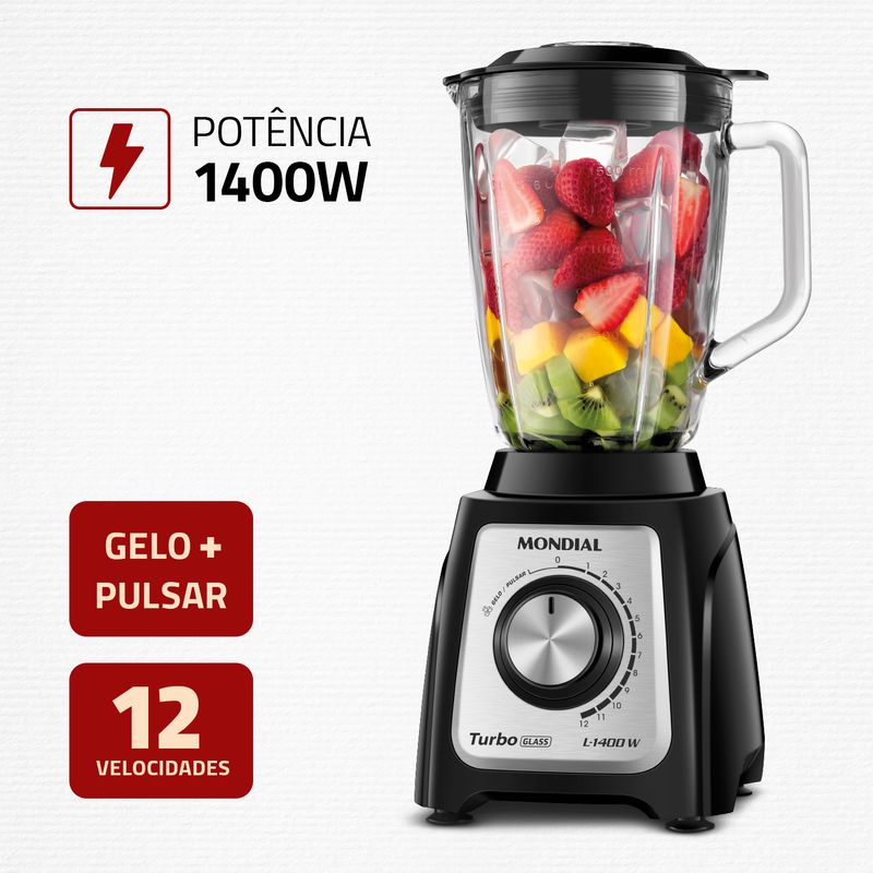 Liquidificador Mondial Turbo Glass L-1400-GI