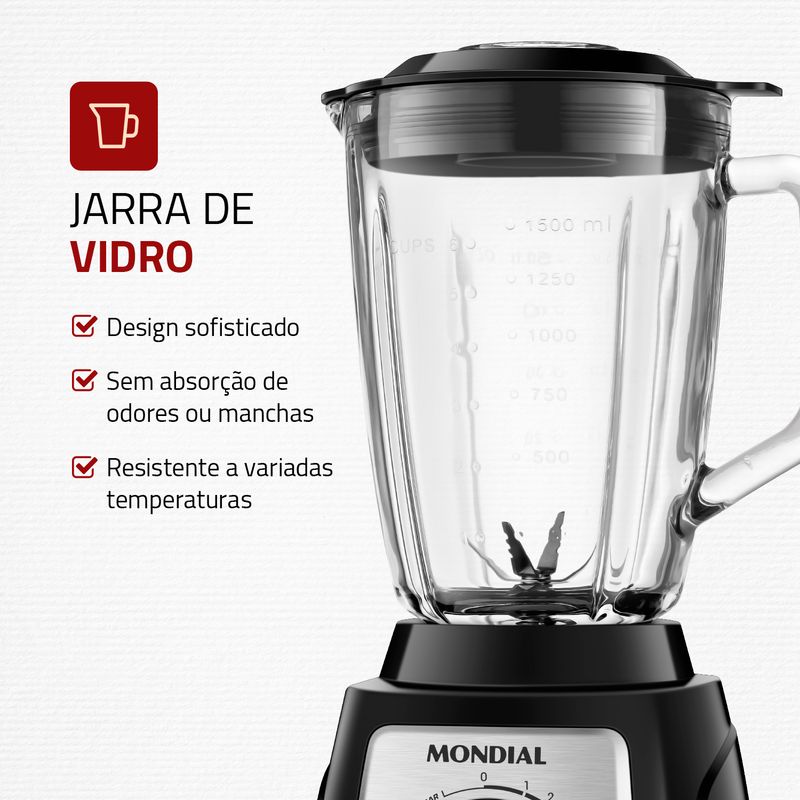 Liquidificador Mondial Turbo Glass L-1400-GI