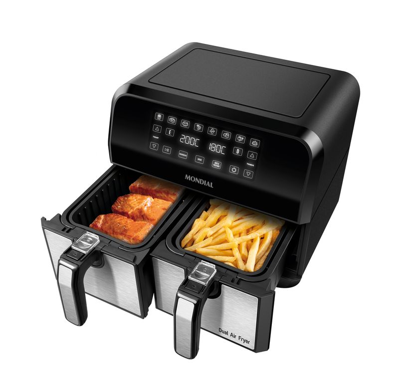 Fritadeira Air Fryer Dual Duplo Cesto 8L Mondial AFD-01-BI