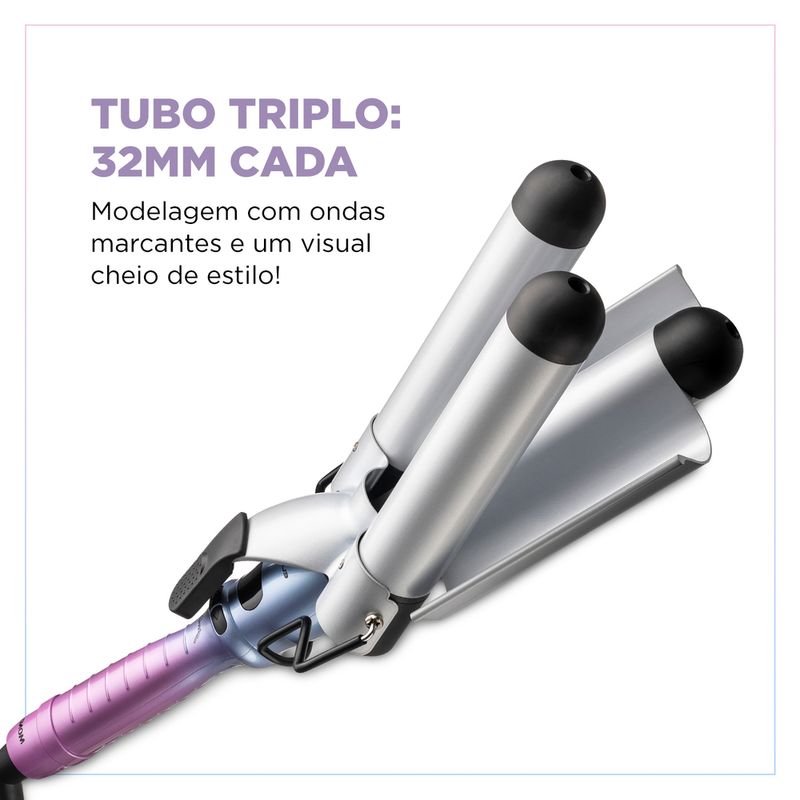 Modelador de Cachos Triondas By Juliette Mondial Azul/Rosa Bivolt - MCT-JU-03