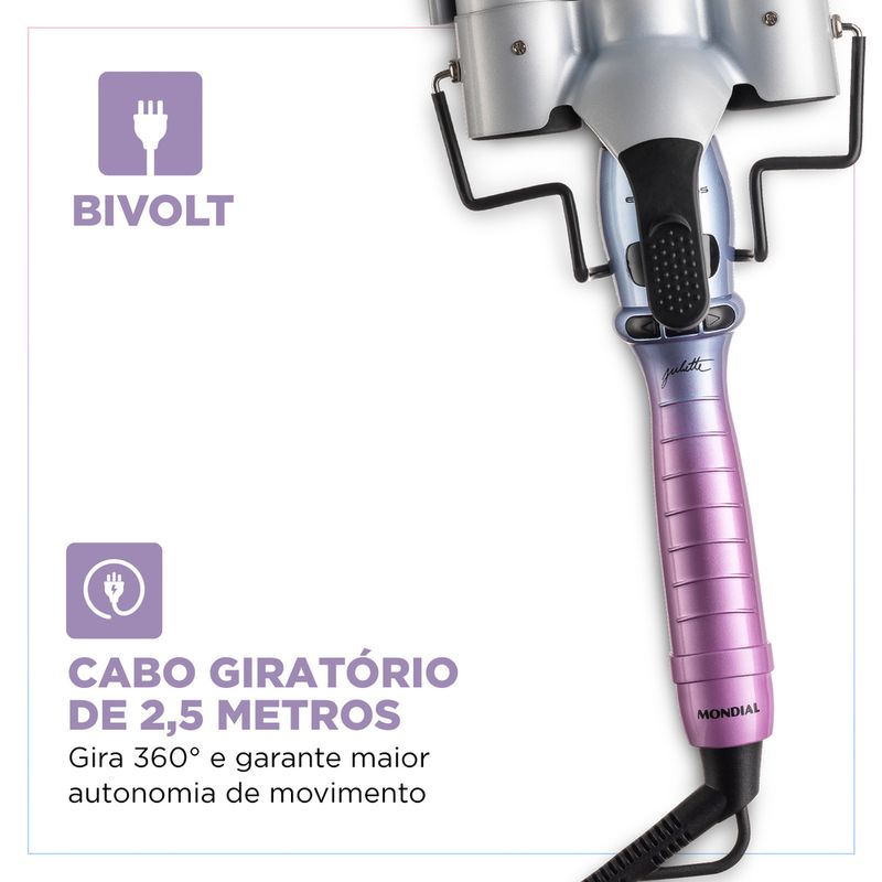 Modelador de Cachos Triondas By Juliette Mondial Azul/Rosa Bivolt - MCT-JU-03