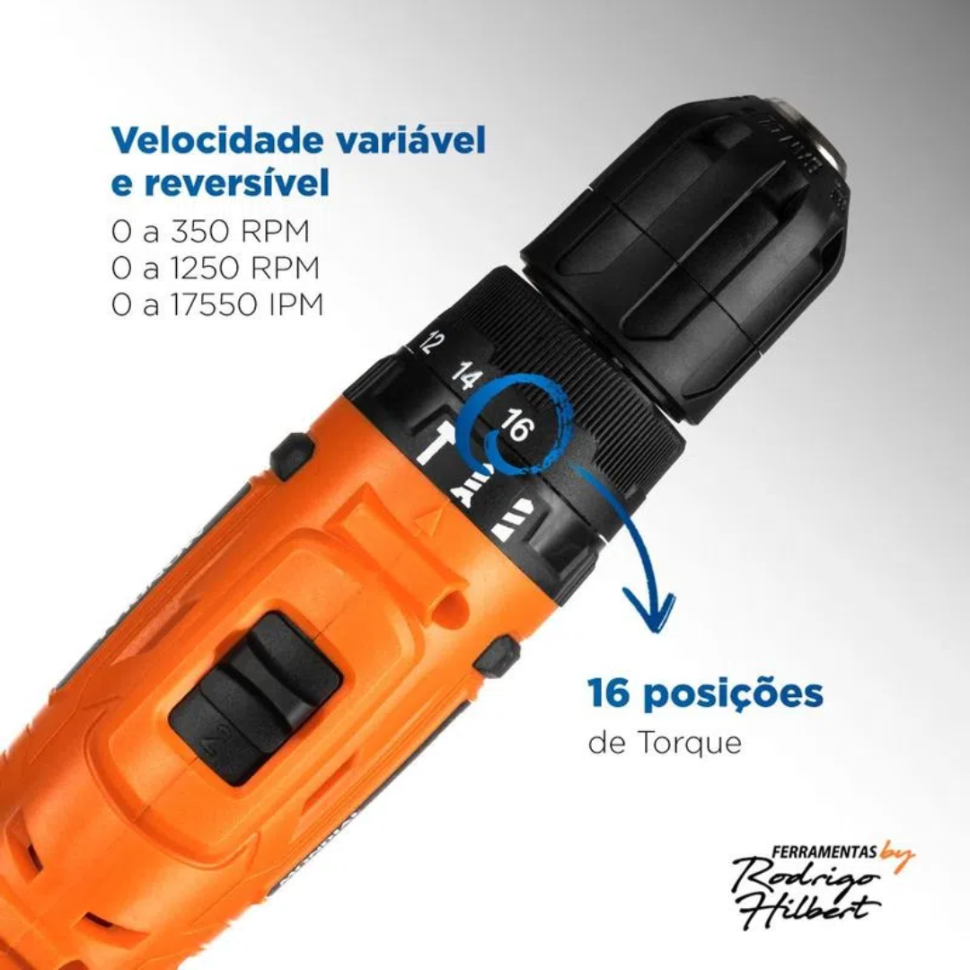 Parafusadeira e Furadeira com Impacto Mondial PI-RH-01M