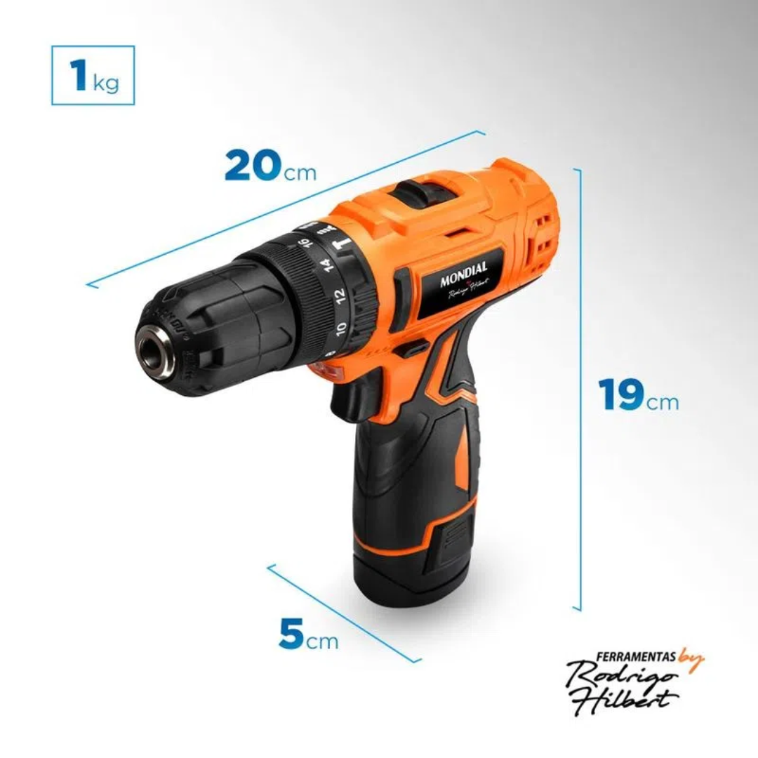 Parafusadeira e Furadeira com Impacto Mondial PI-RH-01M