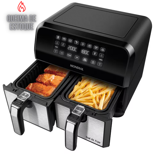 Fritadeira Air Fryer Dual Duplo Cesto 8L Mondial AFD-01-BI